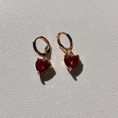 Dainty Red Heart Earrings